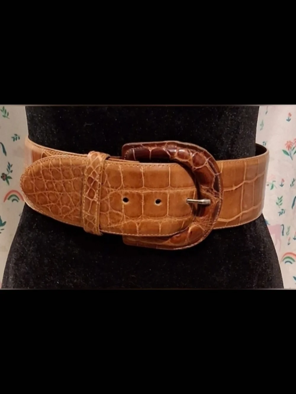 EUC Vintage Tan American Alligator Italian Made Wide Casual Everyday Belt 32in - Picture 1 of 7